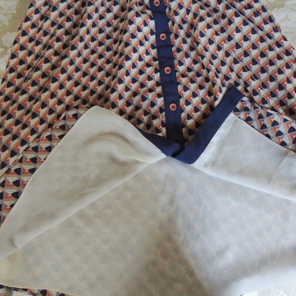 Pink Martini Blue & Orange Geo Print Retro Dress S *Runs L - Picture 8 of 10